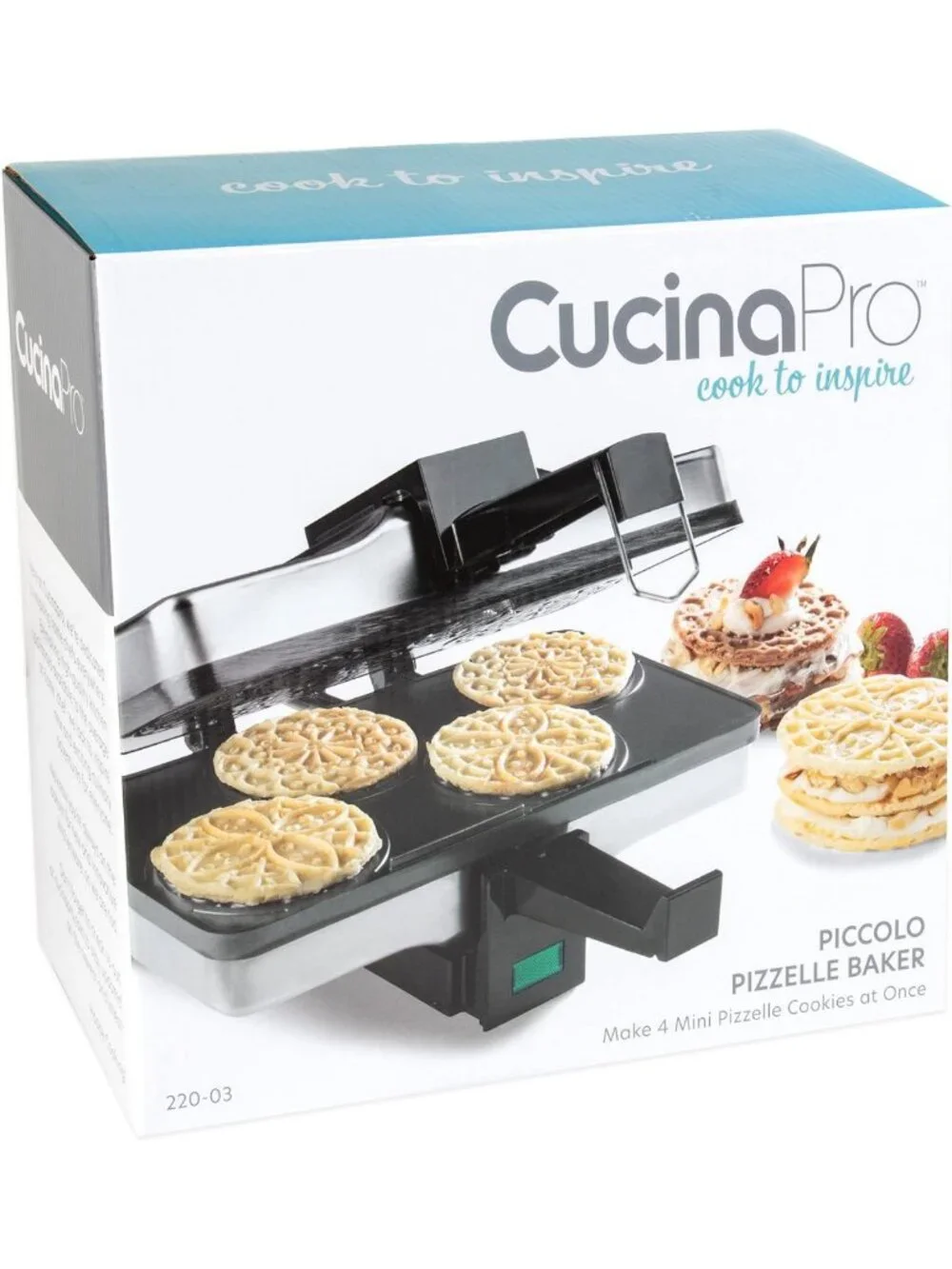 Non-Stick Electric Pizzelle Maker - Bake 4 Mini Cookies, Easy & Quick!